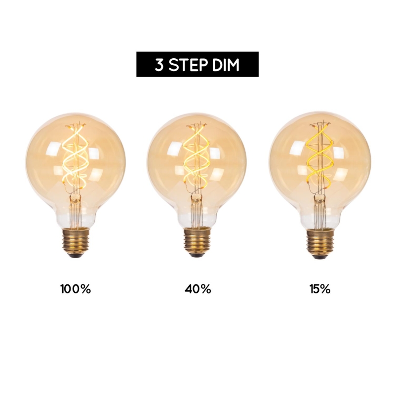 Lucide G95 - Filament bulb - Ø 9,5 cm - E27 - 1x4,9W 2200K - Amber